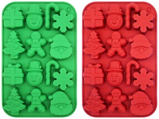 Muffiniera a forma di albero di Natale/Santa Claus in silicone - 2 pezzi - per cioccolato/geleata