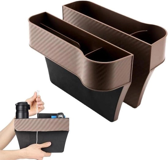 2 Pezzi di Organizzatore di Portaoggetti per Sedile Lato per Auto Filler di Spazio per Telefoni Cellulari Chiavi Carte Portafoglio Monete (Marrone)