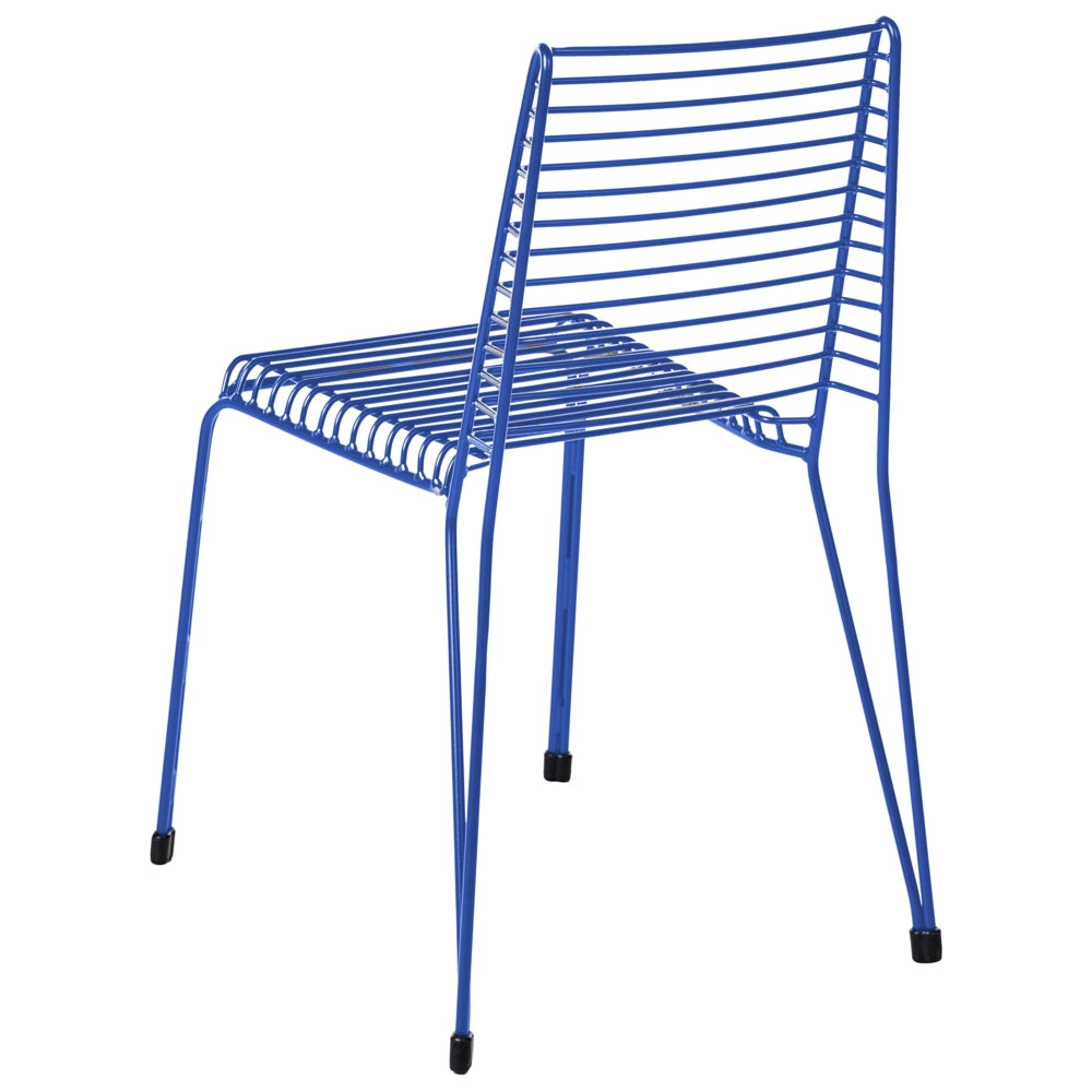 Set di 2 sedie da giardino con telaio in acciaio blu impilabili da esterno per patio stile moderno