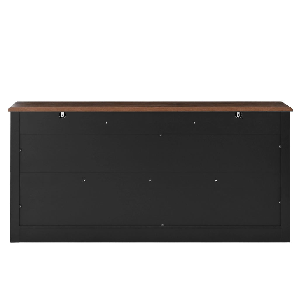 Sideboard nero in MDF 160x35x76 cm con 3 cassetti e 4 ante, design moderno e minimalista