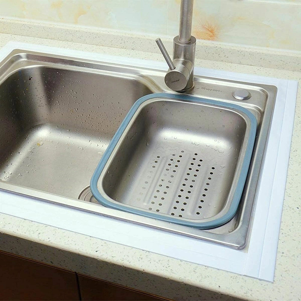 Trade Shop - Nastro Sigillante Pieghevole Impermeabile Antimuffa Per Bagno Cucina 3.4 Mt Bianco -