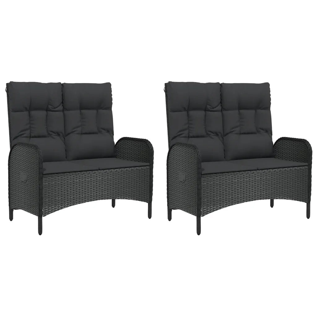 Set da Pranzo da Giardino 5 pz Nero con Cuscini in Polyrattan 3185088