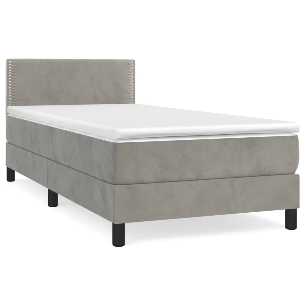 Giroletto a Molle con Materasso Grigio Chiaro 90x190 cm Vellutocod mxl 75633