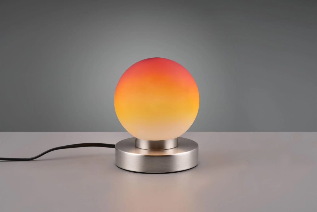 PRINZ II LAMPADA ACCIAIO E SFERA COLORATA ARANCIONE  H 15CM 1 LUCE ATTACCO E14