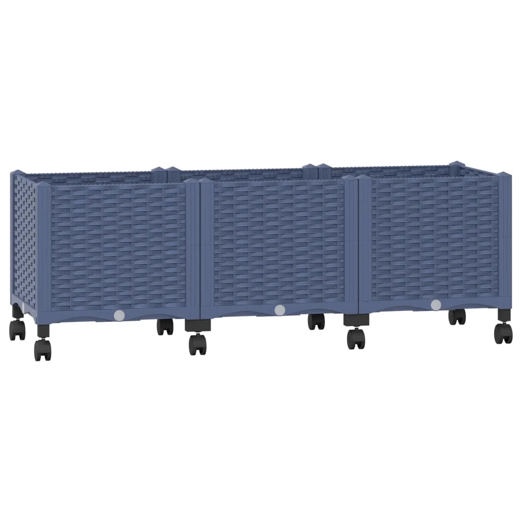 Vaso da Giardino con Ruote Blu Grigio 120 x 40 x 48 cm PP 3423048