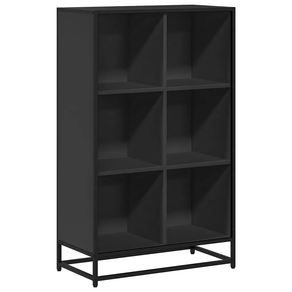 Libreria-Scaffale per Libri-Mobile di Stoccaggio Nera 65,5x33x107,5 cm in Legno Multistrato
