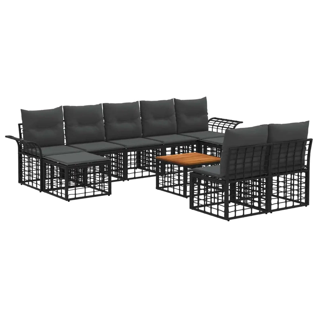 Set di divani da esterno 10 pcs Nero e Grigio scuro Poliestere 3437767