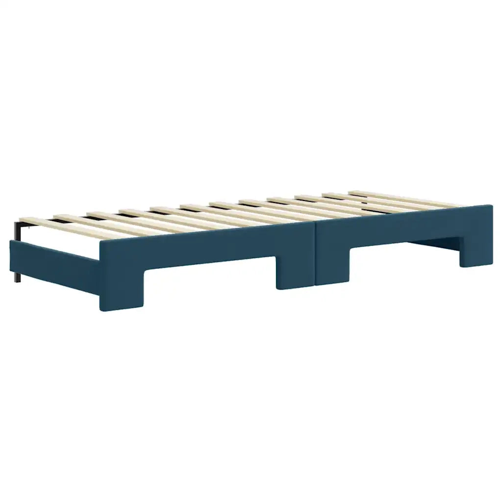 Divano Letto Estraibile con Cassetti Blu 80x200 cm in Velluto 3196969