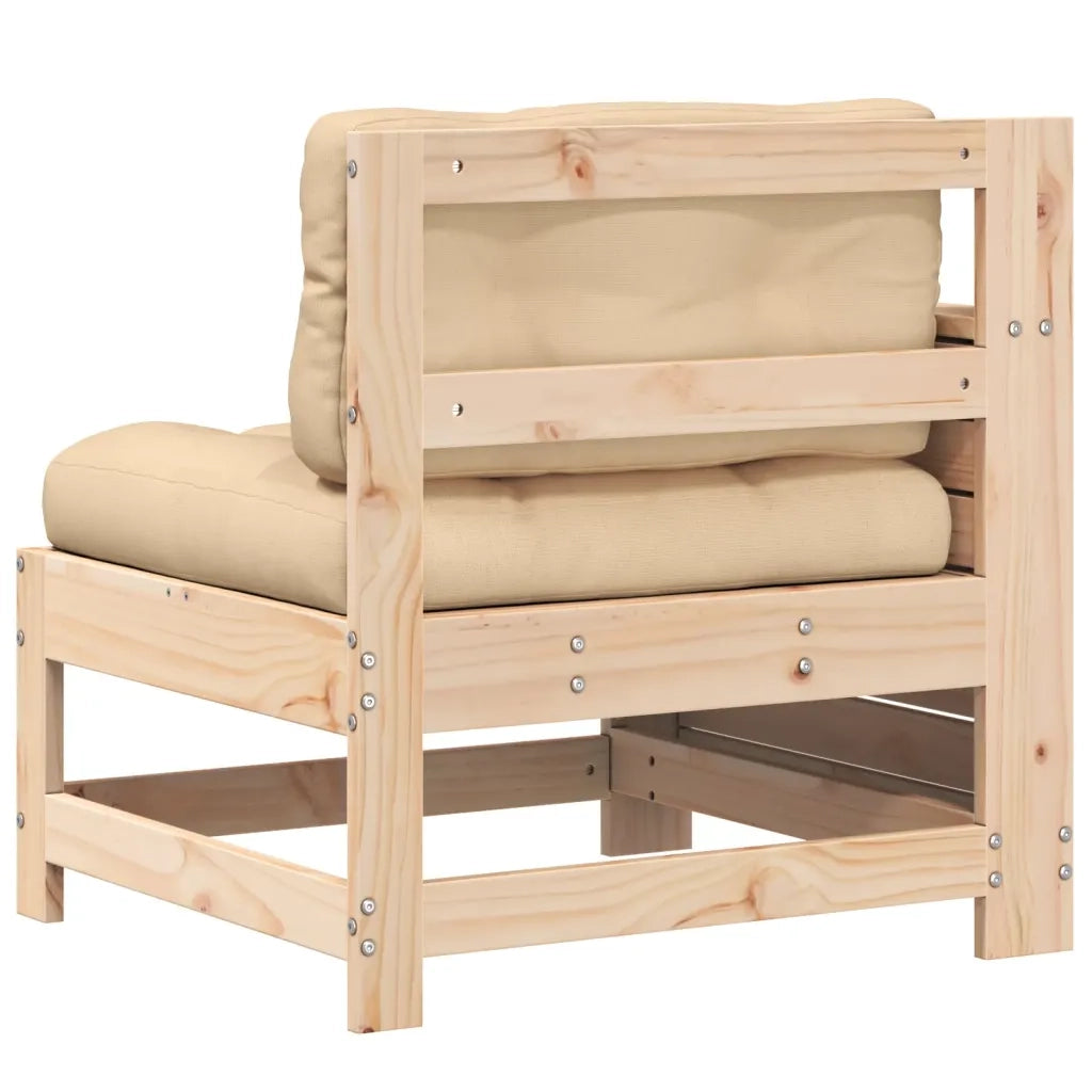 Divano Giardino Senza Braccioli con Cuscino Legno Massello Pino 844919