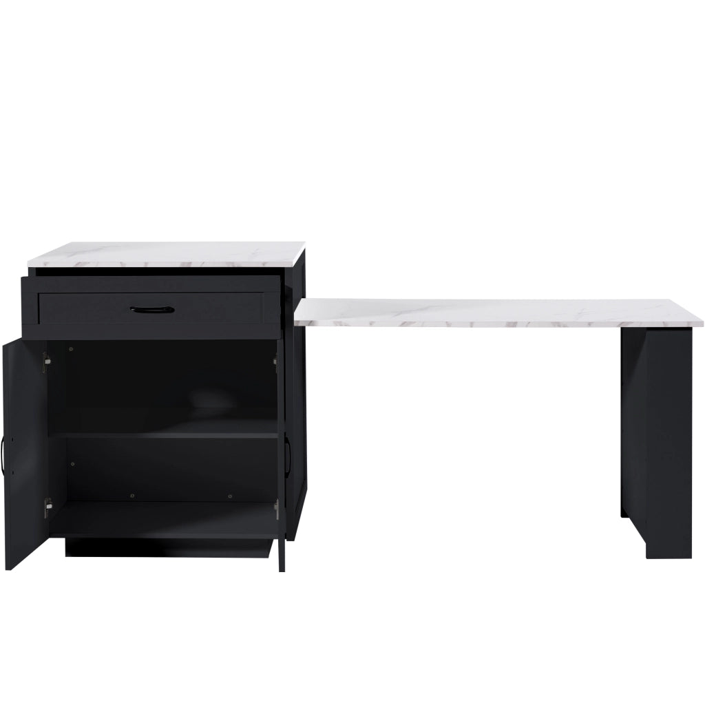 Tavolo Bar Allungabile con Cassetti e Vani ¨C MINIMAL ¨C Nero, 133-202x70x93.5cm, 2-6 Persone