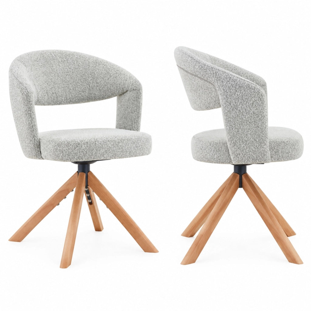 Set di 2 sedie girevoli 360° in tessuto grigio chiaro