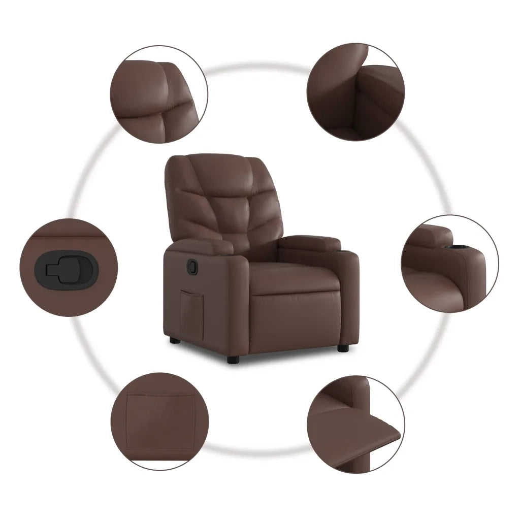 Divano Sedia-Poltrona Reclinabile Marrone in Similpelle 483730
