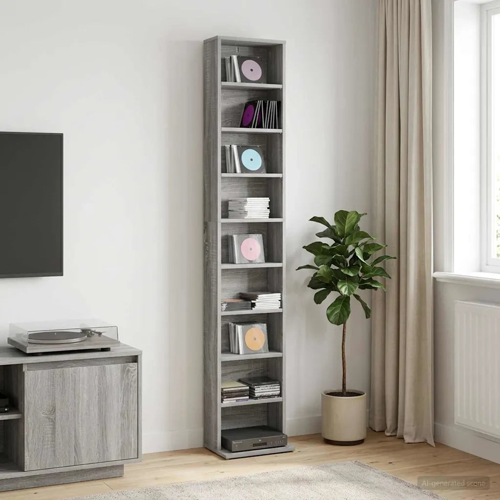 Mobile per CD Sonoma grigio 33 x 23,5 x 175 cm 8012652