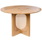 Tavolo da pranzo moderno in MDF e rattan ø 120 cm Mobili da soggiorno Marrone chiaro