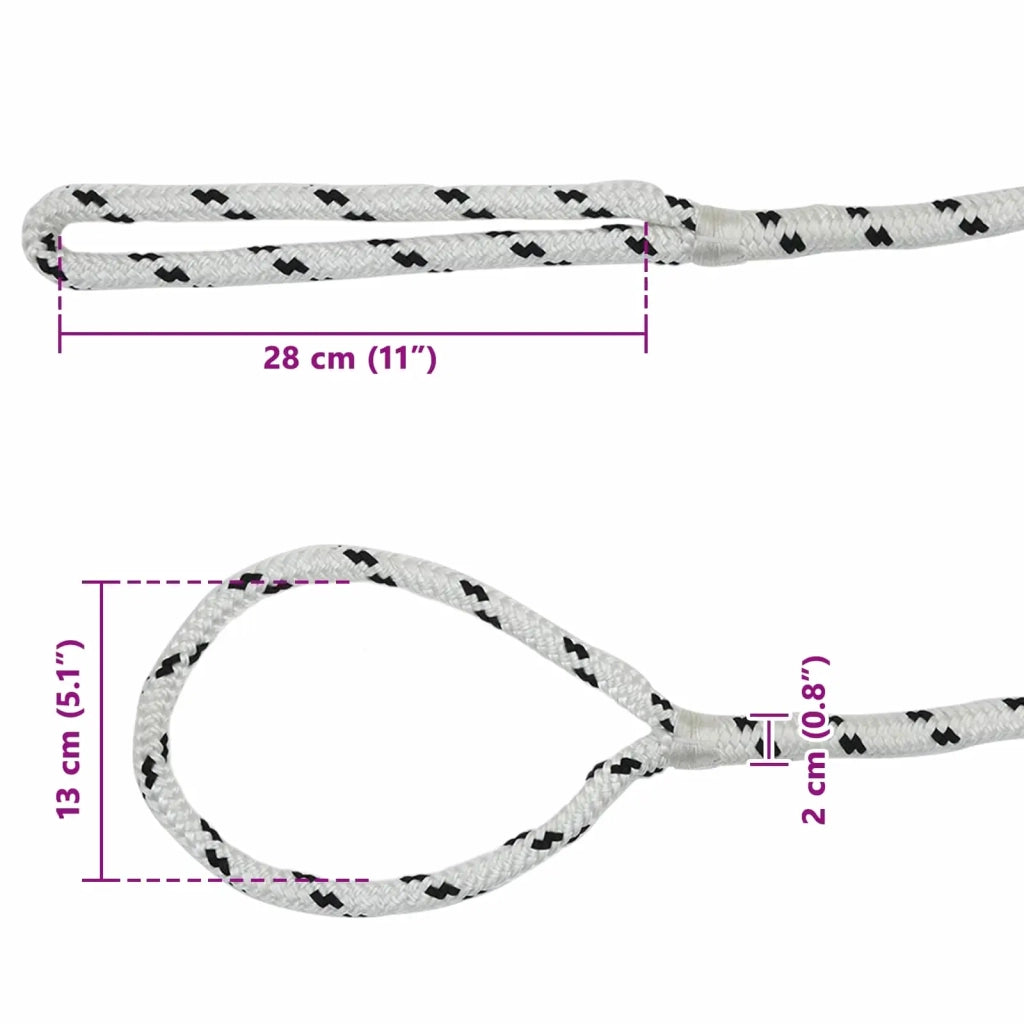 Corda da Barca 15 m 2 Bianco e Nero Poliestere 42029769