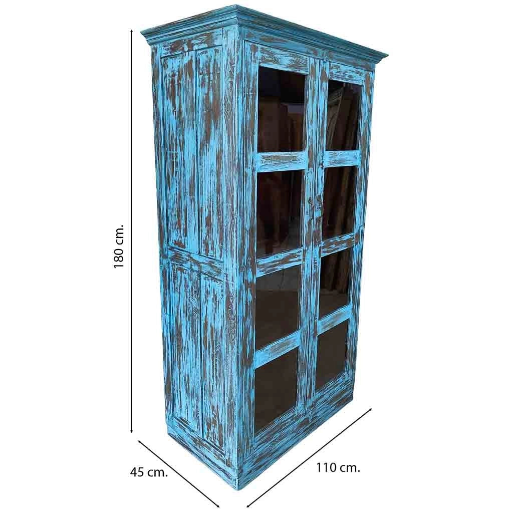 Vetrina artigianale in legno 100-110x40-45x170-180h cm