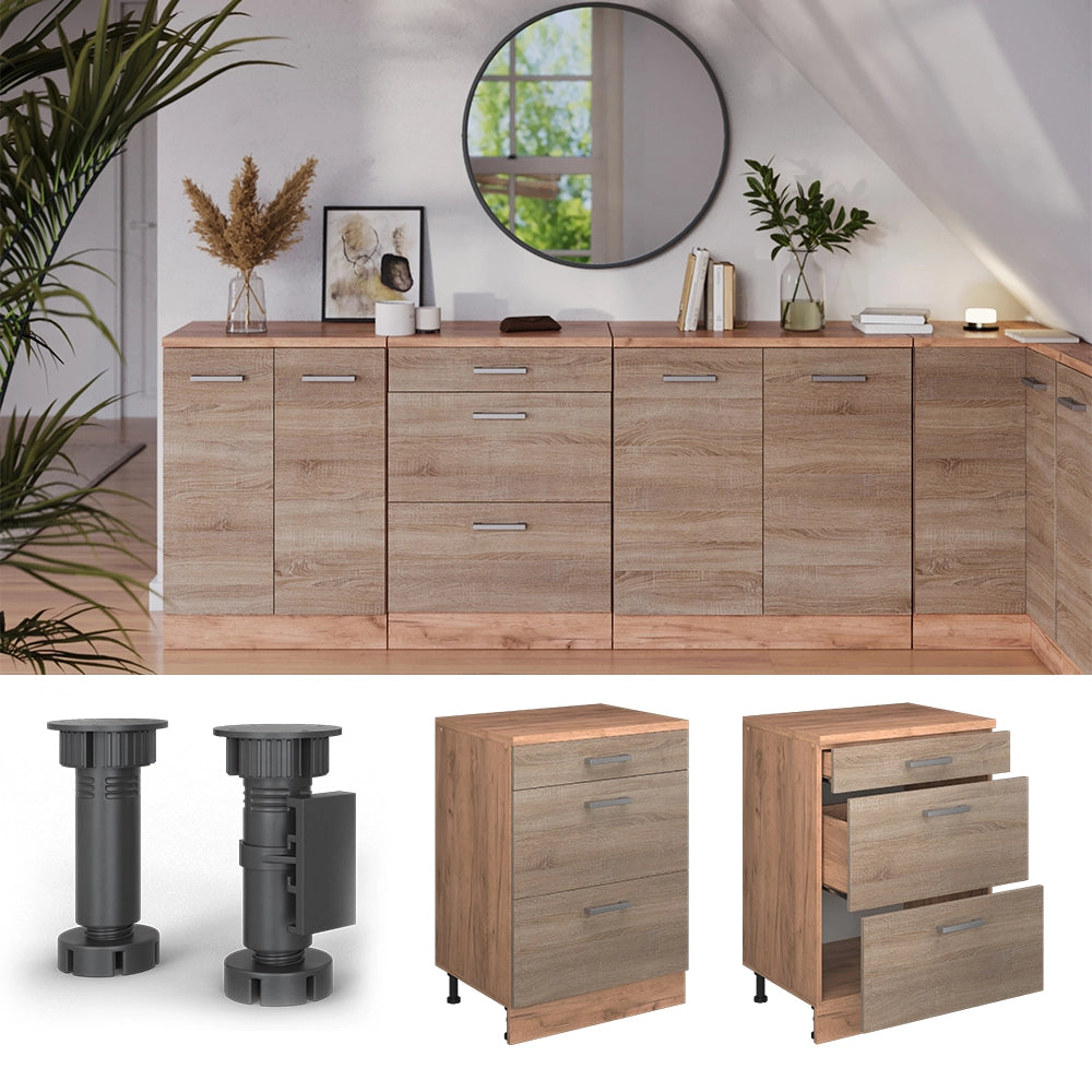 Mobile per mansarda Rion Sonoma/Rovere dorato 60 x 83.8 cm senza inclinazione con 3 cassetti Vicco