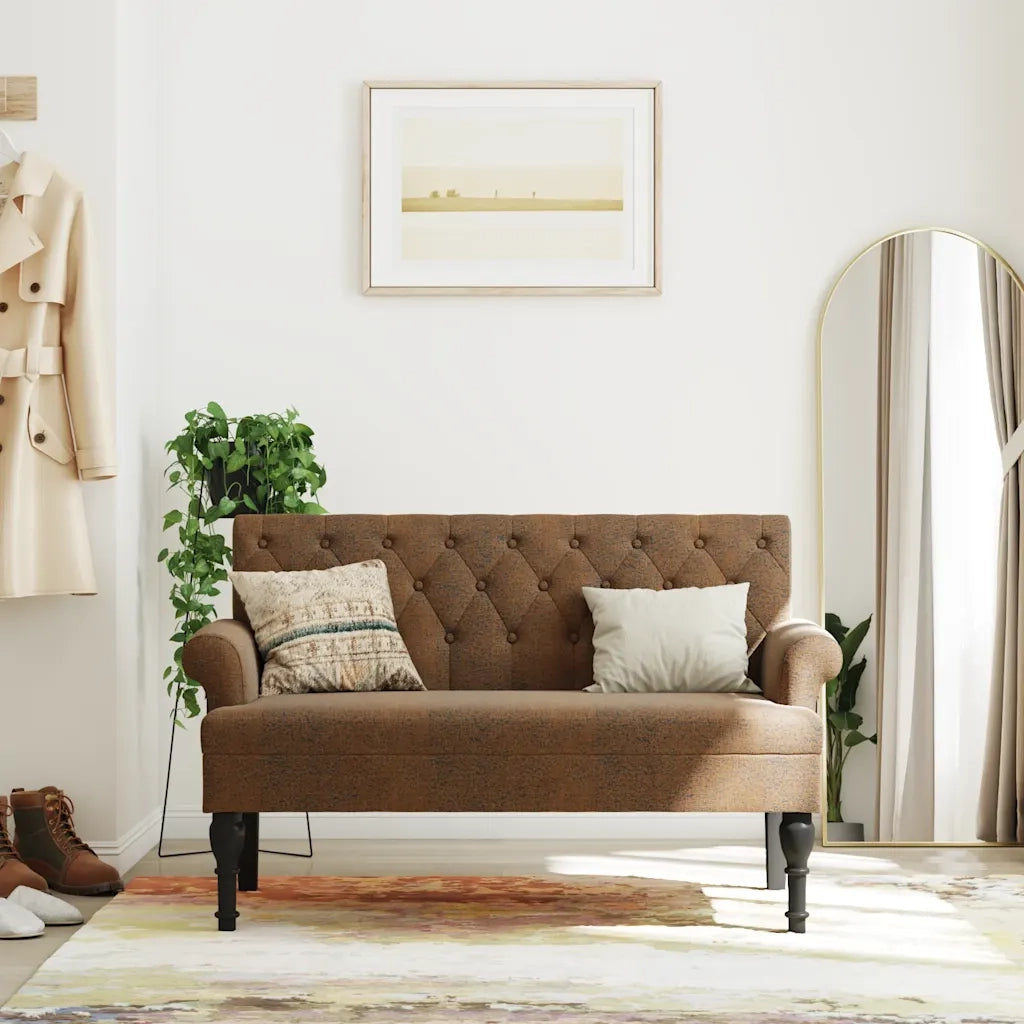 Panca con Schienale Marrone 120x62x75,5 cm in Scamosciato CFW2285287