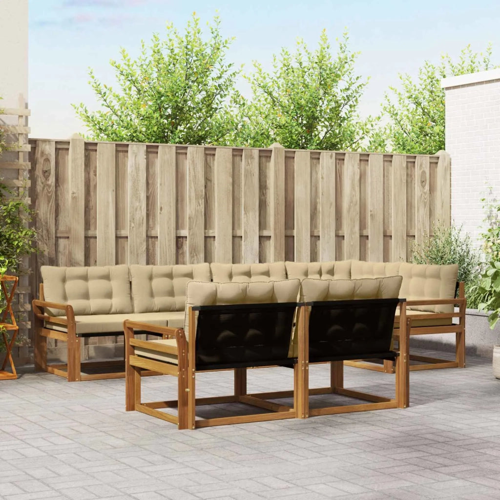 Set di divani da esterno con cuscino 7 pcs Naturale e Beige