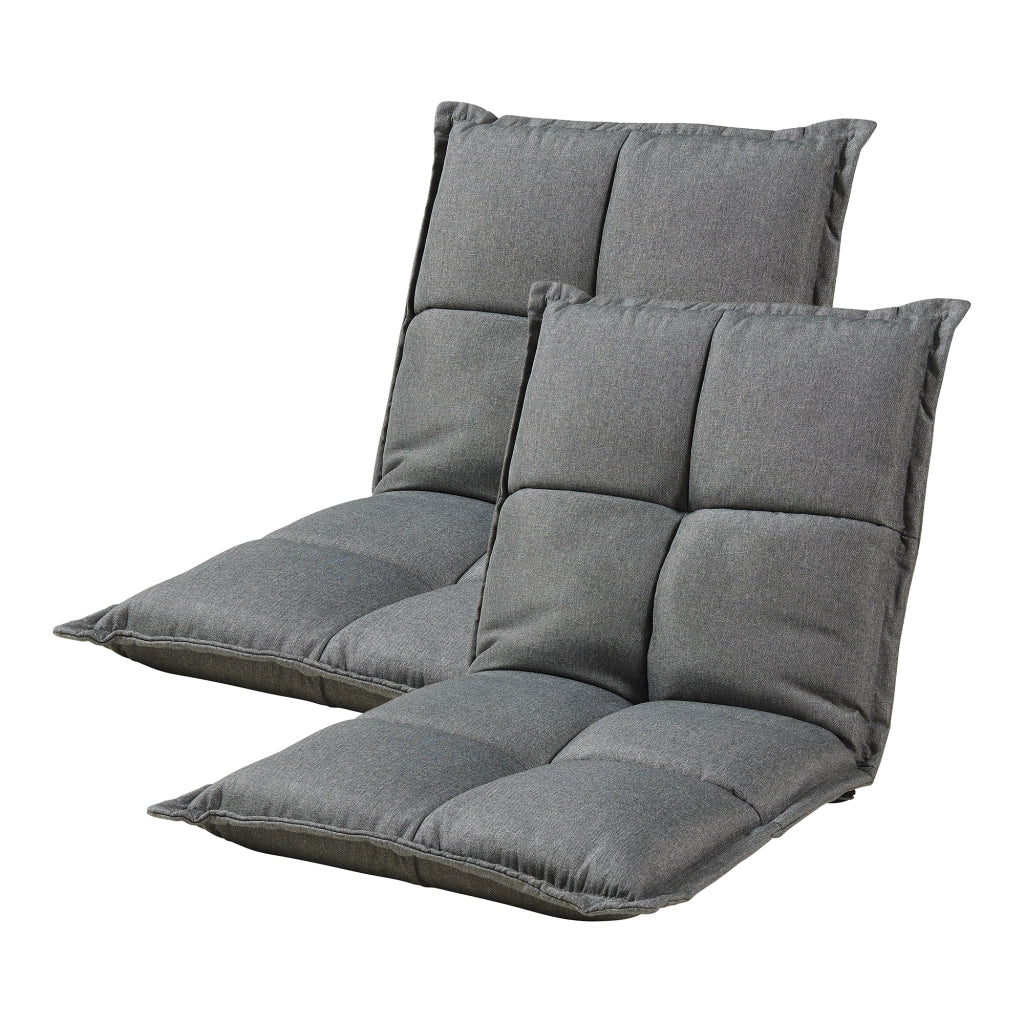 Set di 2 Sedie da Pavimento Deinze con Schienale Regolabile - Grigio Scuro [en.casa]