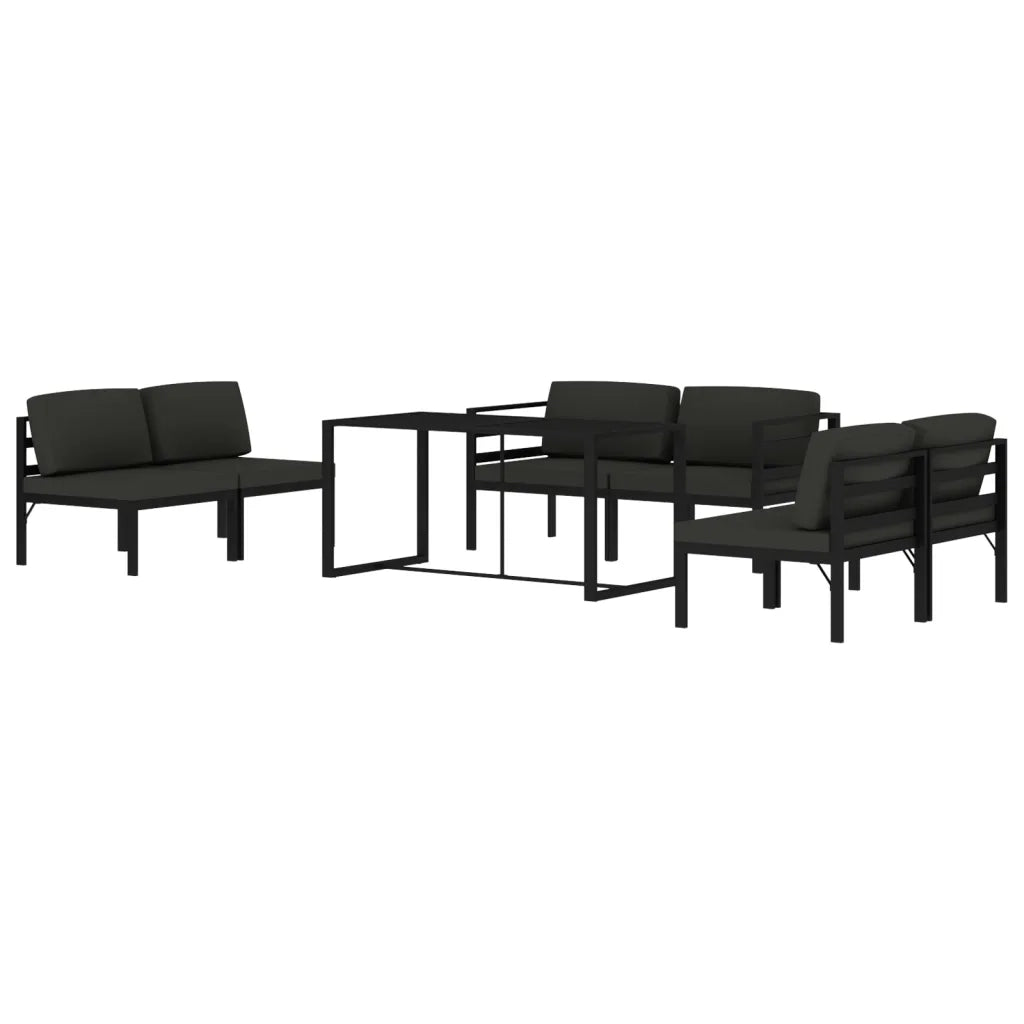Set Divani da Giardino 7 pz con Cuscini in Alluminio Antracite cod mxl 35815