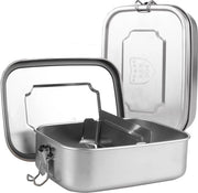 Cassa per pane in acciaio inossidabile, con contenitori, 1200 ml, ermetica, bento box, acciaio inossidabile con separazione e guarnizione a gomma, cassetta per colazione, cassa per pane in metallo per lavoro, escursione, picnic