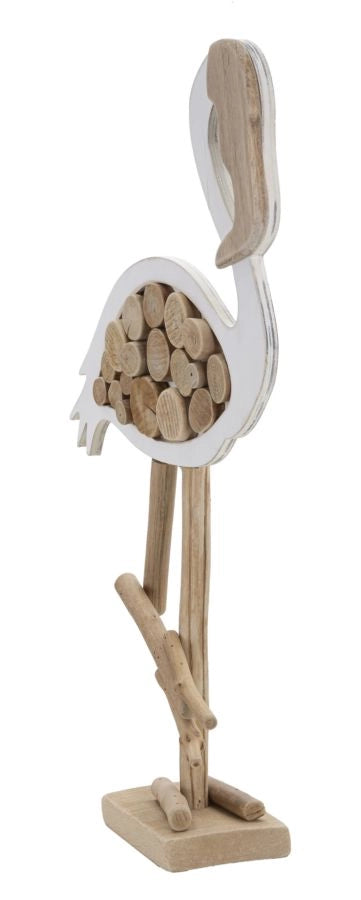 Decorazione Flamingo Nature 31x9x56 cm in Tanoak e Compensato