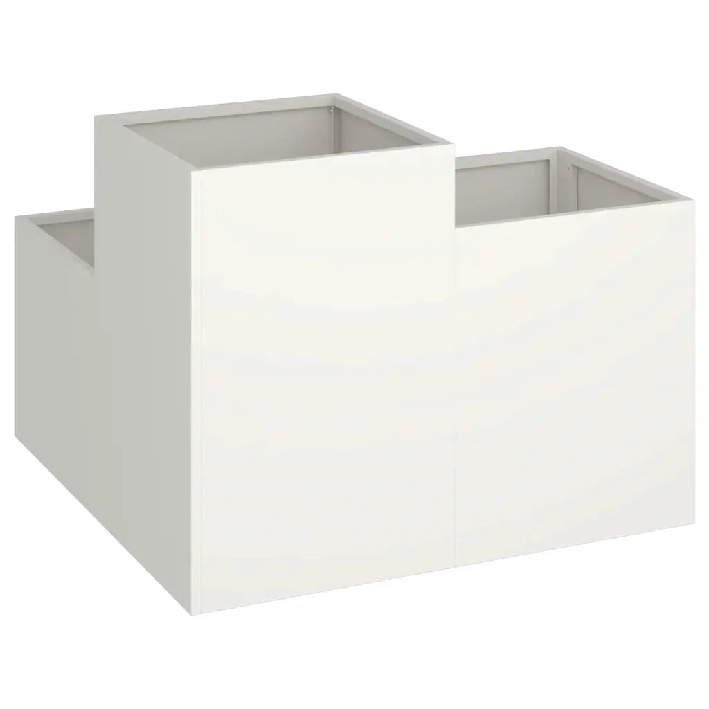 Fioriere | Cassetta per fiori | Vaso da giardino Bianco 100 x 100 x 60 cm Acciaio
