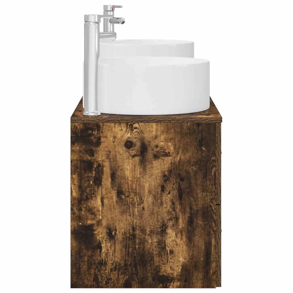 Set di mobili per il bagno 3 pz Rovere Fumo 3405943