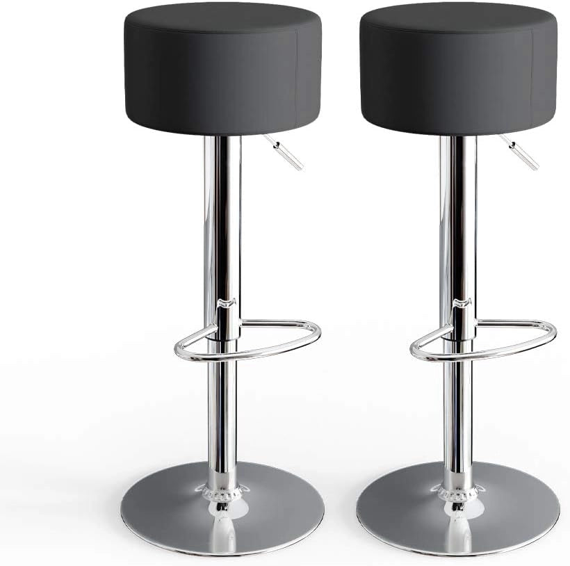 Set di 2 sgabelli da bar, Nero, 33 x 92 cm 2 parti, con poggiapiedi e seduta regolabile in altezza