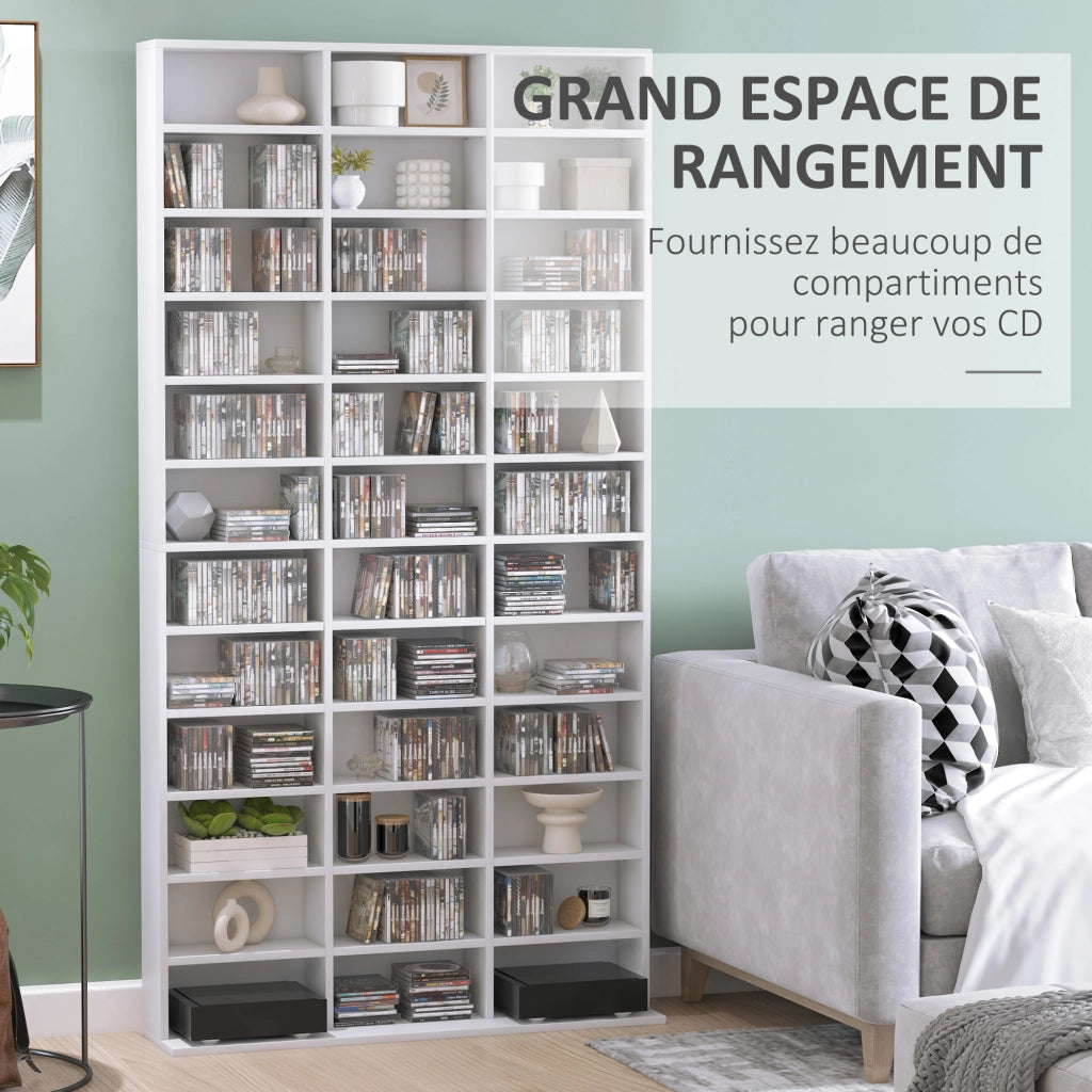 Libreria per CD e DVD ¨C zephmum ¨C 36 scomparti regolabili, bianco