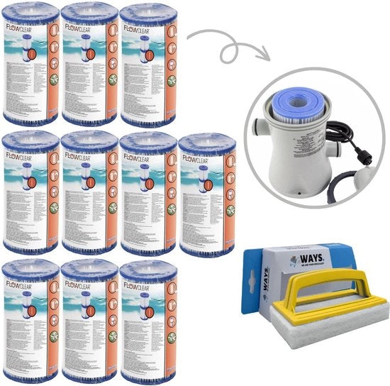 Filtro Type I per pompa a filtro 58381 - 10 pezzi & Spazzola per scrub
