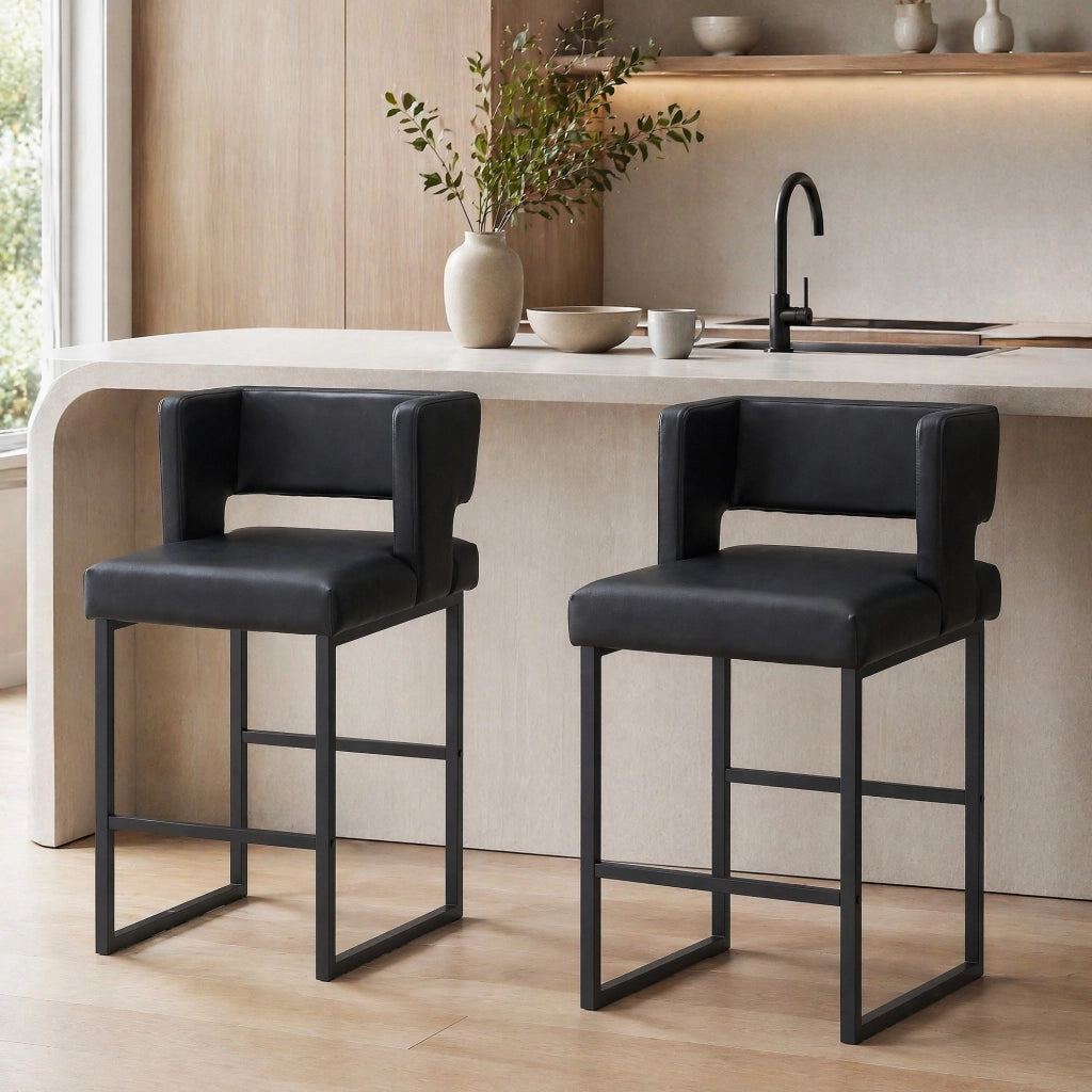 SGABELLO da bar design nordico 91,4 cm nero metallo e PU
