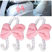 Sedile Auto con Hanger per Testa, 2 Pezzi, con Striscia di Pelle, Decorazione Rosa, 11,8x9x4cm, Accessori in Plastica