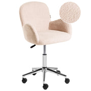 Sedia da ufficio girevole con altezza regolabile in tessuto boucle beige chiaro stile moderno retrò ufficio di casa