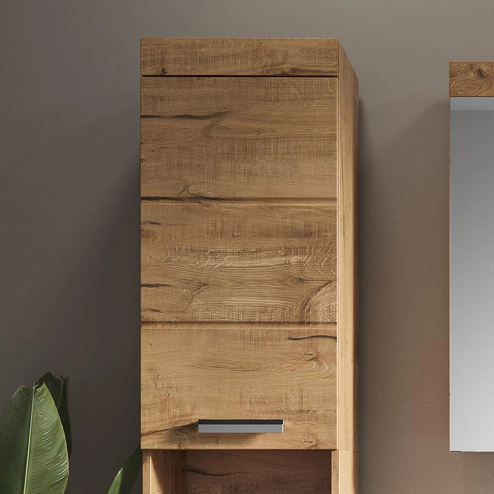 Mobile bagno alto Luna, Quercia Wotan, 37 x 190 cm, per montaggio a parete, combinabile con altri mobili Luna