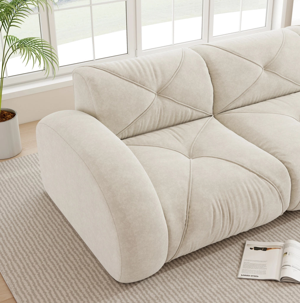Divano modulare senza struttura in ciniglia beige chiaro HOMVRA