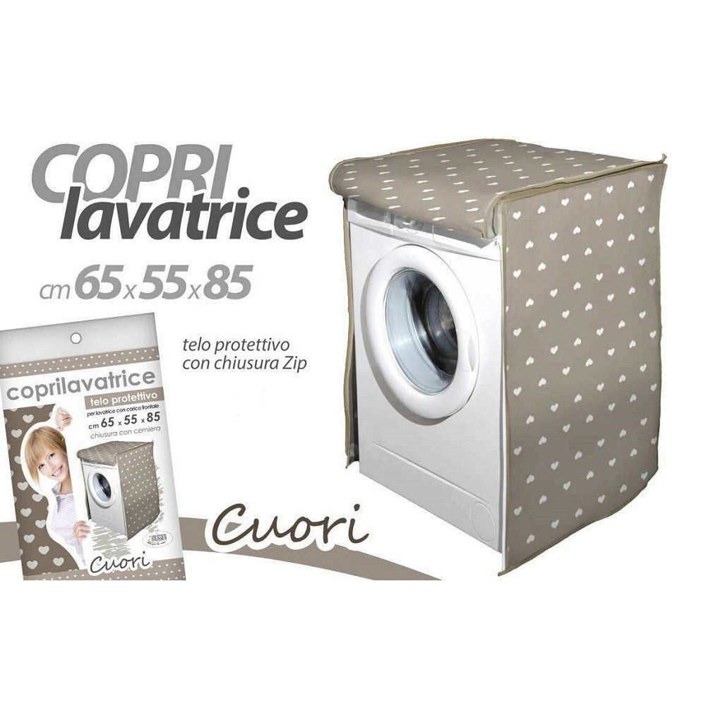 Trade Shop - Coprilavatrice Copri Lavatrice Telo Prottetivo 65x55x85cm Cerniera Cuori 736780 -