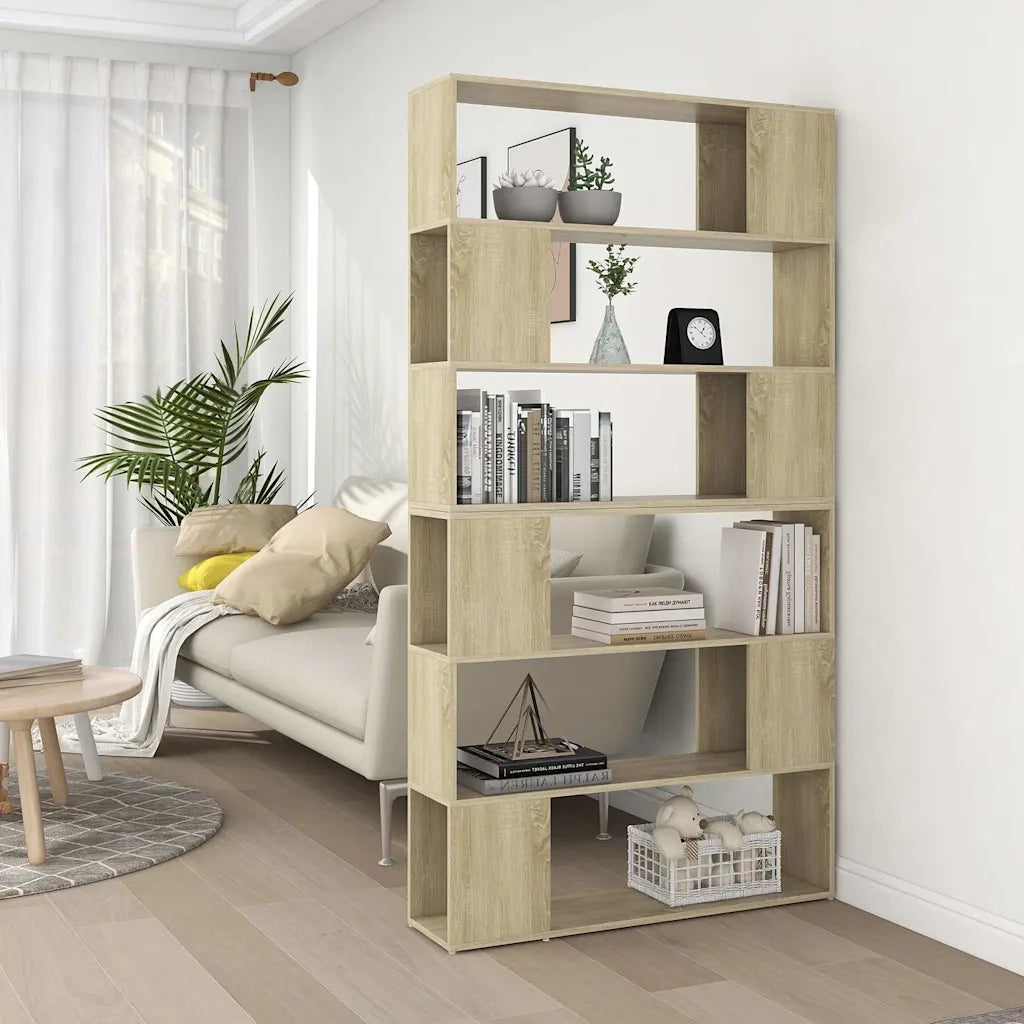 Libreria Divisorio-Scaffale per Libri-Mobile di Stoccaggio Stanza Rovere Sonoma 100x24x188 cm