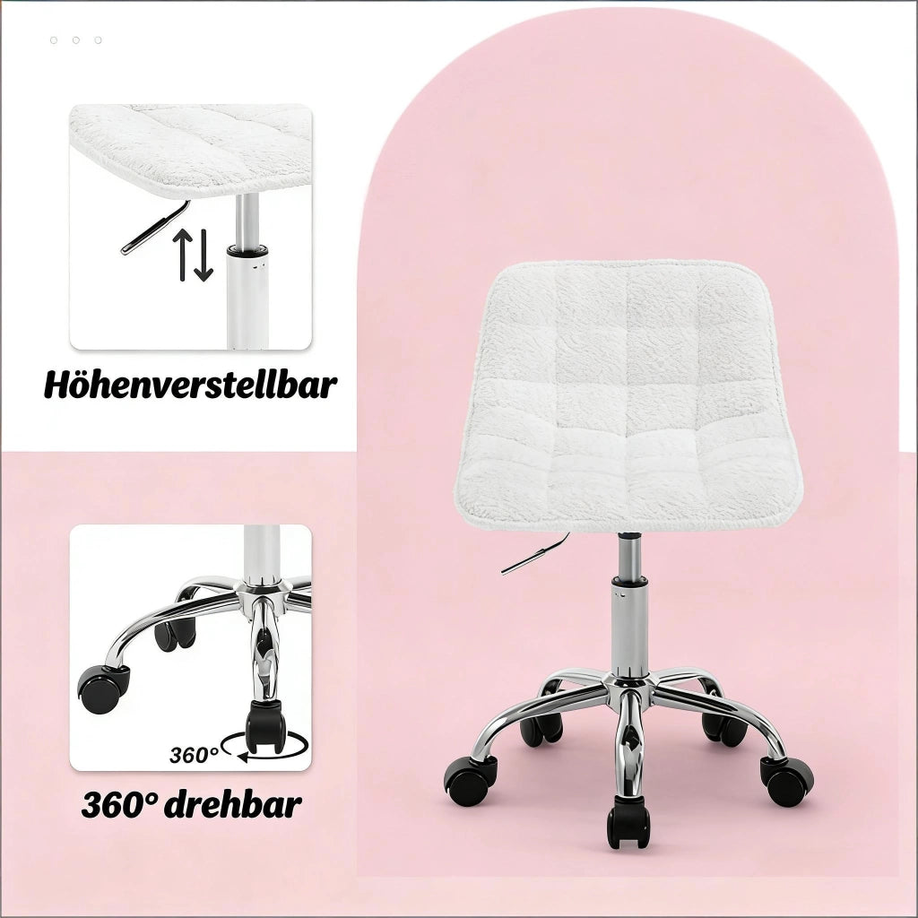 SEDIA Ufficio girevole regolabile 43x(60-87,5)x35,5 cm Chenille Bianca