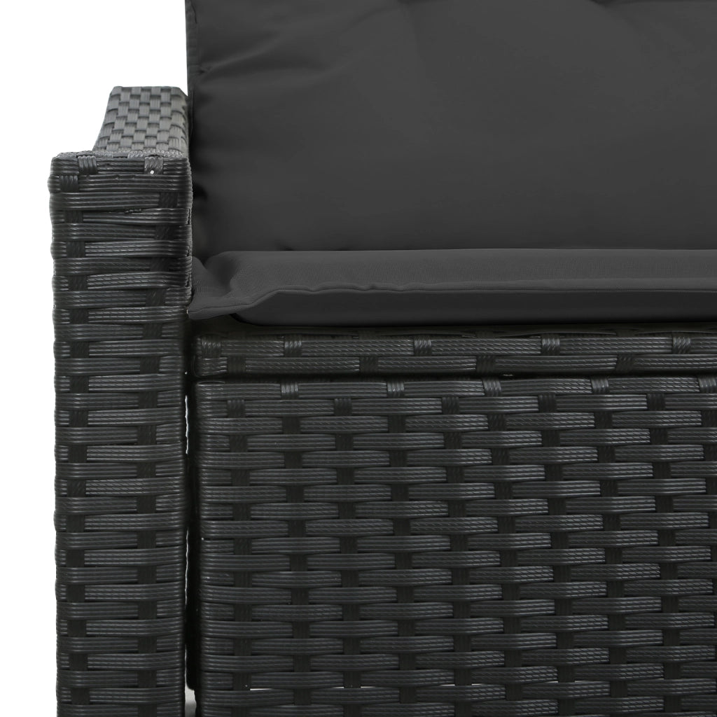 Divano da Giardino a 2 Posti con Cuscini Nero in Polyrattan