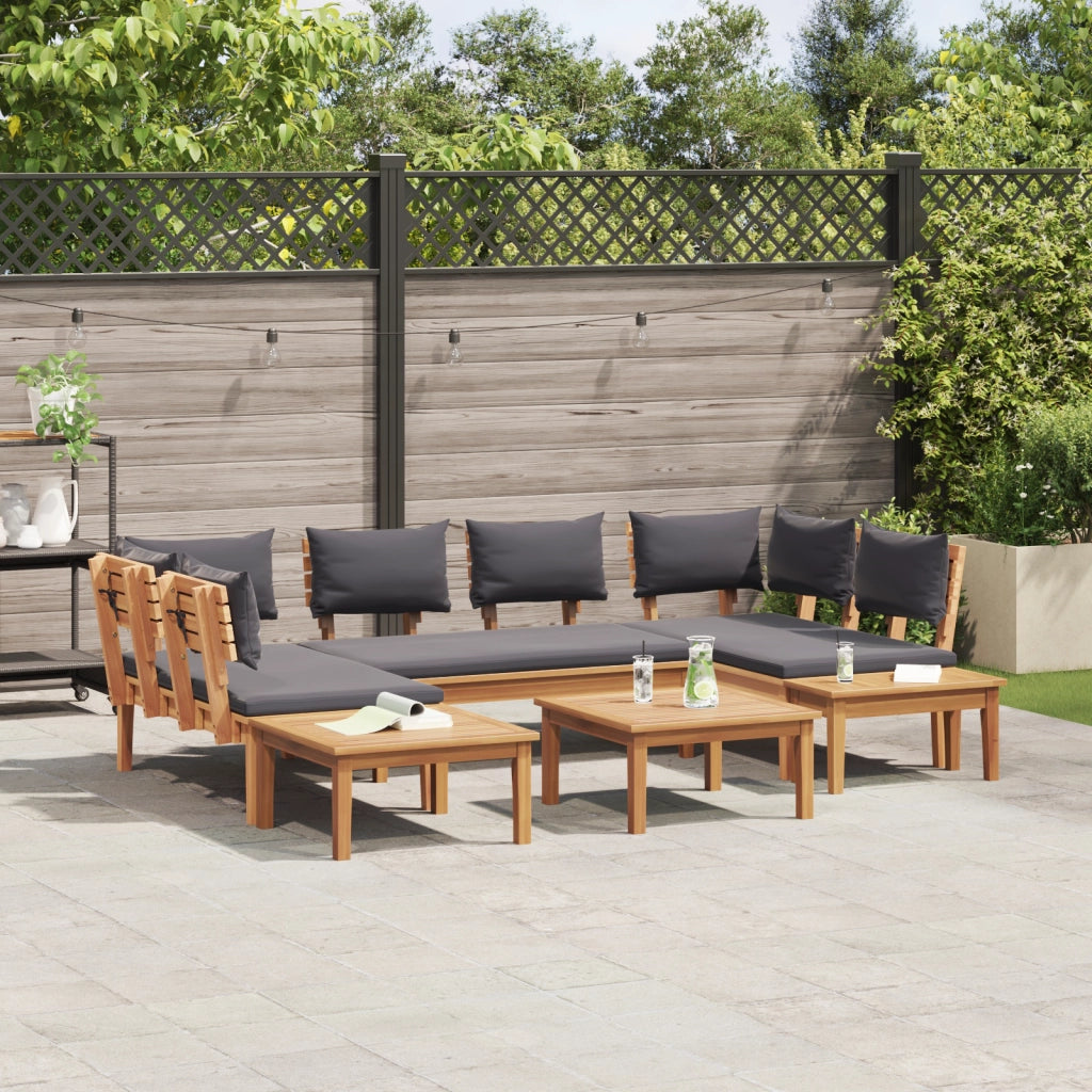 Set Panca da Giardino in 4 Pezzi con Cuscini in Legno Massello di Teak