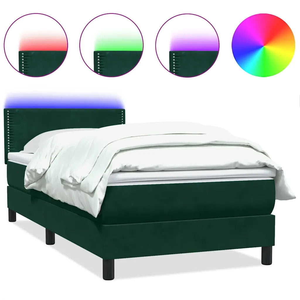 vidaXL Giroletto a Molle con Materasso Verde Scuro 80x220 cm Velluto