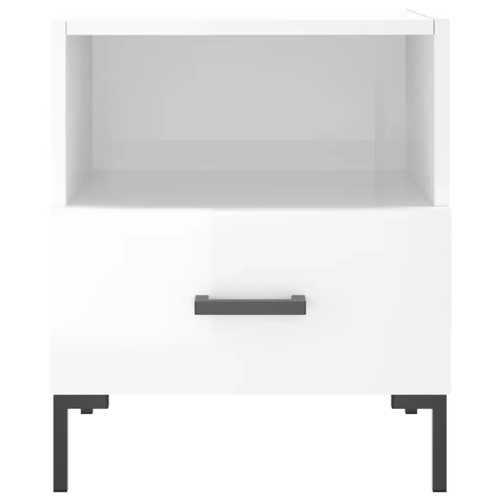 Comodini 2 pz Bianco Lucido 40x35x47,5 cm in Legno Multistrato 827441