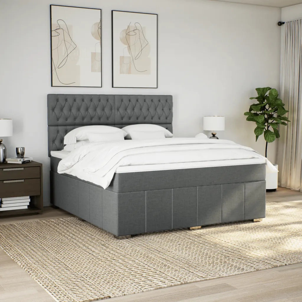 Giroletto a Molle con Materasso Grigio Scuro 180x200 cm Tessuto 3291755