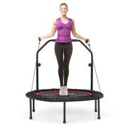 Trampolino pieghevole 101 cm con 2 bande di resistenza per bambini e adulti, Trampolino con maniglia regolabile in altezza Rosso-Trampolini