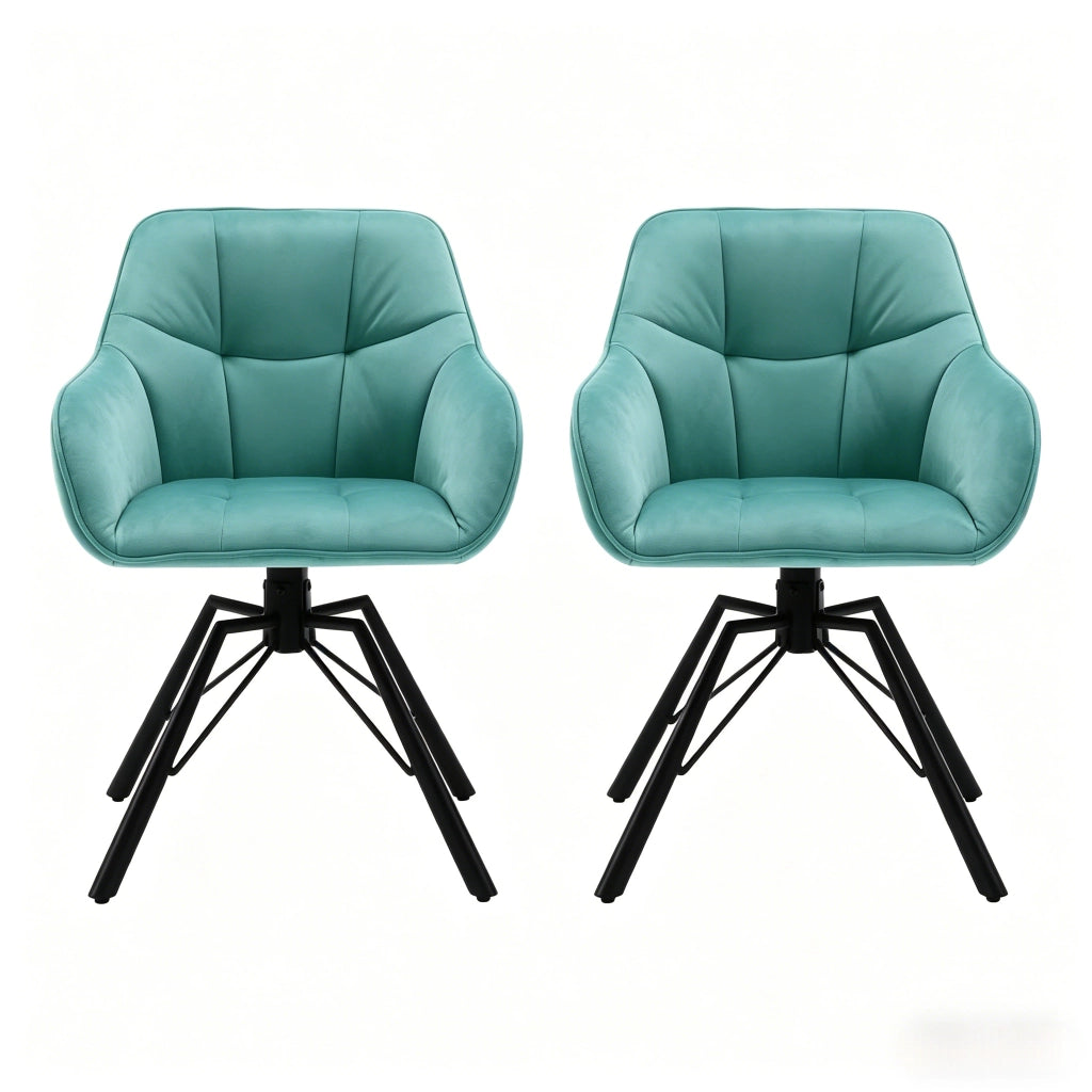 SEDIA Girevole 58,5x82,5x54,5 cm Velluto Turchese Set da 2 pezzi