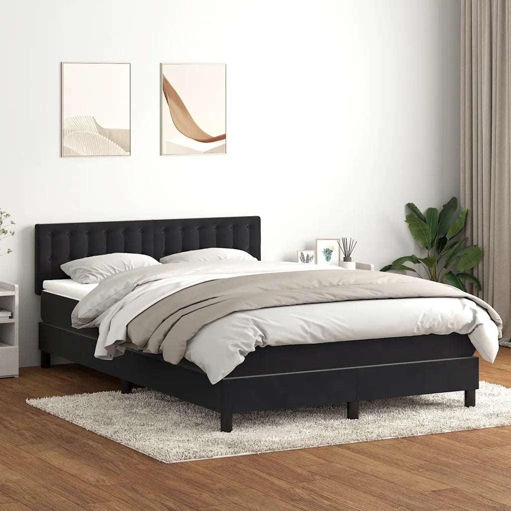 Letto a Molle con Materasso e LED Nero 160x210 cm in Velluto 3317273