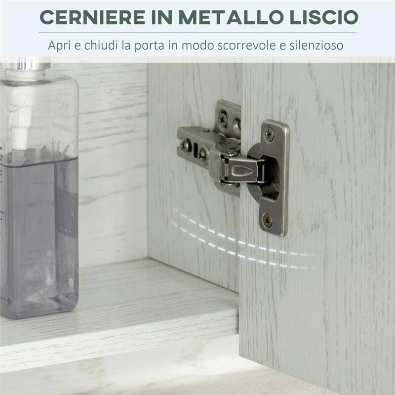 ARMADIETTO A SPECCHIO PER BAGNO CON RIPIANI REGOLABILI 3 PORTE 90X15X75CM
