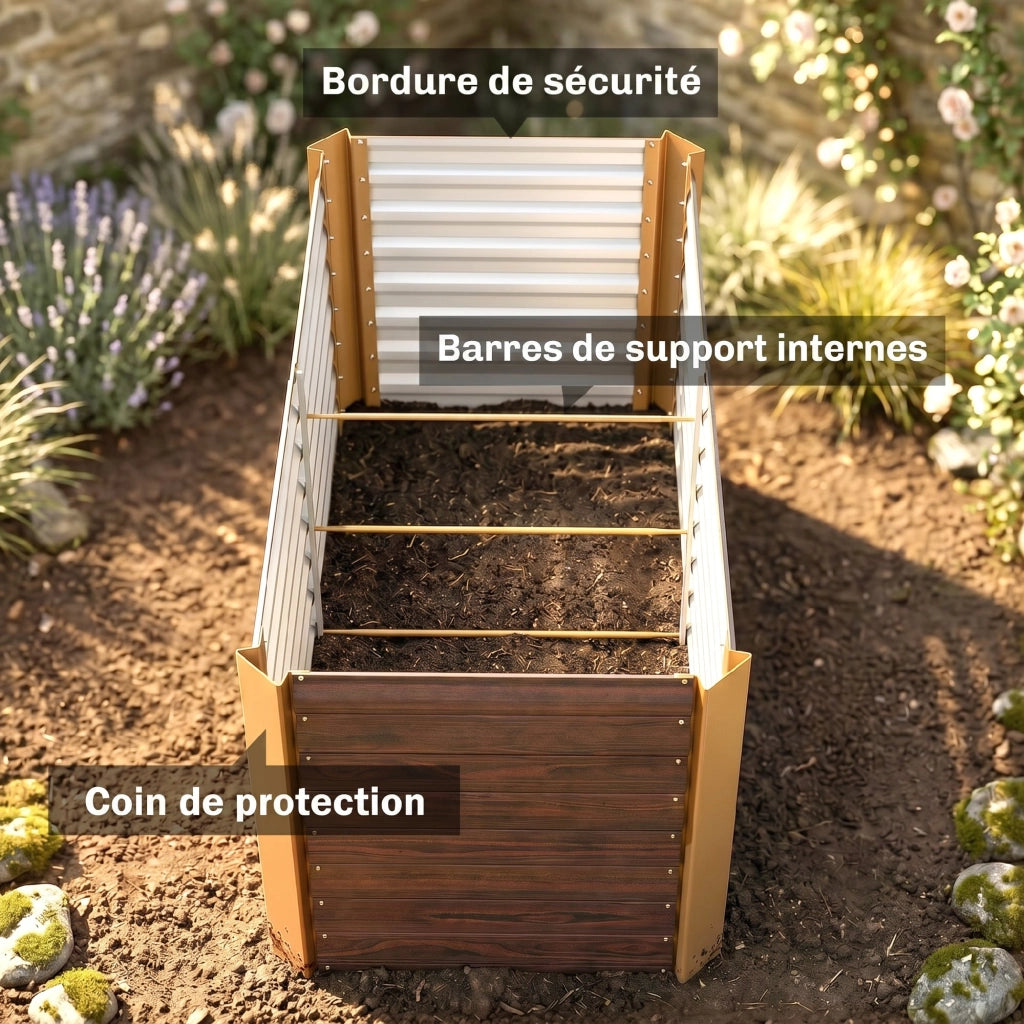 Letto da giardino rialzato in acciaio galvanizzato ¨C zephmum ¨C marrone 120x60x60 cm
